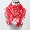 Halsdukar Fashion Hollow Tassel Lace Rose Floral Knit Triangle Mantilla Scarf Women Shawl Wrap SJJ01