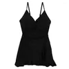 Vrouwen Badmode 2023 Ruche Eendelig Badpak Vrouwen Effen Monokini Push Up Badpak Korea Skirted Cut Out Bathing Open Back