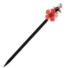 Hair Clips Chinese Ancient Wooden Stick For Cheongsam Hanfu Jewelry Accessories Elegant Delicate Coloured Glaze Flower