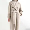 Women's Trench Coats 2023 Autumn Women Coat Solid Color Double Breasted Mid-Length With Belt Overcoat Winter Loose Casual Female Outwear