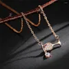 Pendentif Colliers Brillant Zircon Rouge Vin Verre Chaîne Collier Pour Femmes Or Couleur Creux Goutte D'eau Tasses Clavicule Charme Bijoux