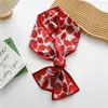 Scarves 2023 Luxury Fashion Flower Long Silk Polyester Scarf Female Thin Narrow Skinny Bag Hair Band Ribbon Women Neckerchief