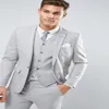 Latest Coat Pant Designs Light Grey Men Suit Wedding Suits Slim Fit Skinny Jacket Custom Costume Groom Tuxedo 3 Piece Masculino345Q