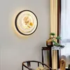 Wall Lamp Creative Scene Picture LED Bedroom Decoration Metal Body Background Sconce Lights Luxury Round Acrylic Mural Lamps