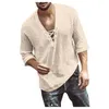 Camisas casuais masculinas roupas de manga comprida camisa com decote em V curta alta qualidade cor sólida camisa masculina