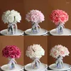 Flores decorativas 5 pçs rosas artificiais ramo de flores falsas para decoração de casa de casamento de alta qualidade falso como real
