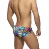 Men's Swimwear Print Swimsuit Men Sexy Swim Briefs Low Waist Bathing Suit Man Quick Drying Beachwear Male Gay Summer Sea Surf Wear 230630