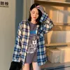 Frauen Blusen Yedinas Vintage Kariertes Hemd Frauen Overside Koreanischen Stil Bluse Weibliche Lose Langarm Shirts 2023 Frühling Mode Blusas