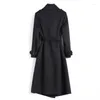 Women's Trench Coats Black Double Faced Coat Women's Middle Long Winter Suit Woolen Autumn Temperament