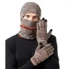 Bérets mode hommes chapeau gants cache-cou thermique lavable femmes hiver dames tricot casquette écharpe Kit