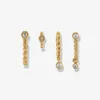 Conjunto de brincos pendentes com 4 peças de prata esterlina 925 banhado a ouro delicado brinco CZ charme joias mínimas e delicadas com vários piercings