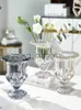 Vasen Kreative verdickte römische Glasvase Glas transparente Wasserblumenflasche Rosenlilie Wohnzimmertisch Blumenarrangement x0630