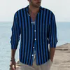 Camicie Casual da Uomo Camicia di Halloween a Righe Maschile Blu e Nero Autunno Camicette con Stampa Divertente Manica Lunga Regalo di Abbigliamento Oversize di Tendenza