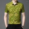 Camisas Casuais Masculinas Azul Real Flores Luxo Para Homens Vermelho Claret Roupas da Moda Tamanhos Grandes Blusa Marido Vestir Amarelo Homens