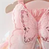 Girl's Dresses Summer Girls 'Princess Party Birthday Dress Back Bow Wings Fairy Strap Brodered Butterfly Mesh 230630