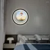 Wall Lamp Creative Scene Picture LED Bedroom Decoration Metal Body Background Sconce Lights Luxury Round Acrylic Mural Lamps