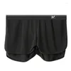 Mäns shorts transparenta stammar Ice Silk Breattable Mesh Border Summer Boxer Quick Dry Sports Pyjama Pants Fitness Solid Color