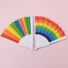 Rainbow Handheld Faning Fan hiszpańskie tęczowe składanie tańca fan dekoracji fan na festiwal dekoracji weselnej