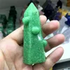 Decoratieve Beeldjes 1 stks Natuurlijke Greenstone Crystal Quartz Handgesneden Mooie Cartoon Harten Enkele Puntige Kolom Woondecoratie Kerst