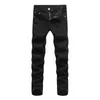 Jeans Masculino Designer Outono e Inverno Preto Puro Tecido Denim Casual Minimalista Cabeça Elástico Ajuste Justo Calças Pés Pequenos A7328 P3R2