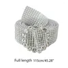 Bälten M2EA Kvinnor för Sparkle Rhinestone Chain Midjebältet Luxury Buckle Metal Beads Nightclub Glitter midjeband ACC