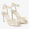 Elegant Bridal Wedding Sacora Sandals Shoes White Pearl Women Pump Ivory Floral Lace V-cut Peep Toe Party Wedding Lady High Heels EU35-43 With Box