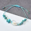 Sea Shell Charm Chip Stone Armband For Women Men Summer Sandy Beach Handgjorda String Rope Chains Bangle Diy Jewelry