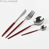 Set di stoviglie 30 pezzi Stoviglie complete Set di posate in acciaio inossidabile multicolore Set di posate per torta di frutta Forchetta Cucchiaio da dessert Coltello Utensile da cucina el domestico 210804 Z230630