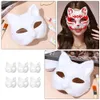 Party Masks 6pcs White Paper Half Animal Blank Cat Halloween Mask For Mens Cartoon Adult Masquerade Favors 230630