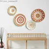 Wall Stickers Wall Stickers Nordic Style Round Minimalist Straw Decorations Woven Pattern Bohemian Ethnic Living Room Decoration 230225 Z230630