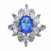 Кластерные кольца классическая маркиза в форме CZ акцент Accent Blue Oval Stone Регулируемый развлечение цветов Домашние Учитель Учитель Сад подарки аксессуар