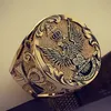 Gioielli da uomo Anelli d'aquila a doppia testa con corona color oro vintage per uomo Royal Aristocrat Eagle Punk Style Rock Biker Jewelry