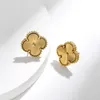 Vintage 4/Four Leaf Clover Designer Earrings Womens Van Clef Stud Earrings Wedding Party Gift