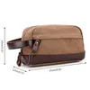 Storage Bags Zipper Men Travel Canvas Toiletry Bag Wash Shower Makeup Organizer Portable Case Pouch Faux Leather