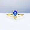 Cluster-Ringe, natürlicher echter blauer Saphir, Liebesherz-Stil, Ring aus 925er Sterlingsilber, 4,5 mm, 0,4 ct Edelstein, feiner Schmuck T236170