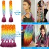 Синтетические парики Lihui 24 "синтетическое плетение Ombre Packs Jumbo Braid для женщин оптом DIY прическа сине-серый 230629