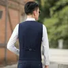 Män västar män knäppas upp v-ringning svart kostym Vest Business Office Wear Slim Fit Blue Man Plus Size Sleeveless Waistcoat 6xl 5xl