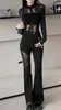 Pantaloni da donna stile coreano pizzo nero gotico donna Sexy Punk pantaloni Harajuku Y2k abiti estivi estetici scuri moda