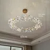 Lustres pays américain cristal créatif fleur anneau personnalisé LED lustre moderne décoration chambre plafond