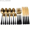 Set di stoviglie Stoviglie da tavola 16 pezzi Posate da tavola in acciaio inossidabile Set di cucchiai d'oro Forchette Coltelli Cucchiai Stoviglie da cucina Goccia 210804 Z230630