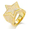 Кольцо в стиле хип-хоп в форме звезды, высокое качество, сертификация Gra Vvs, кольцо с бриллиантами из муассанита для мужчин или женщин