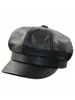 Kobiety w modnej skórze newsboy czapki czarny pu Octagon Hat Man Big rozmiar Beret 54 cm 56 cm 57,5 ​​cm 59 cm 61-62 cm