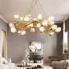 Lustres Moderne De Luxe Cuivre LED Branche Lustre Creative Salon Pendentif Lumières Villa Hall Restauran Clubhouse Chambre Art