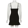 Casual Dresses Girl Style Sexig Black Mesh Stitching Sling Dress Female Design Sense Temperament Fishtail Midi