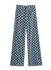 Kvinnors spårningsdräkter Traf Woman 2 Pieces Pants Set 2023 Fashion Print Blus Tops Straight Casual Two Piece Set Womens Suit 230630