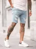 Jeans pour hommes été déchiré Shorts hommes Hip Hop Denim pantalon Stretch bleu clair Design de mode Slim droite mâle court Hombre 230629