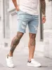 Men s Jeans Summer Ripped Shorts Men Hip Hop Denim Pants Stretch Light blue Fashion Design Slim Straight Male Short Hombre 230629