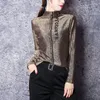 Frauen Blusen Shiny Gold Seide Pailletten Bluse Frauen 2023 Frühling Sommer Langarm Blusas Shirt Frauen Tops Und