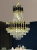 Chandeliers Modern-Style Luxury Crystal Chandelier Atmosphere Lamp For Living Room Bedroom Model Villa Duplex Floor Hanging Light