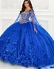 Handmade Flower Quinceanera Dresses with Cape Pearls Sweet 15 Gown Glitter Ball Gown Masquerade 16 Anos